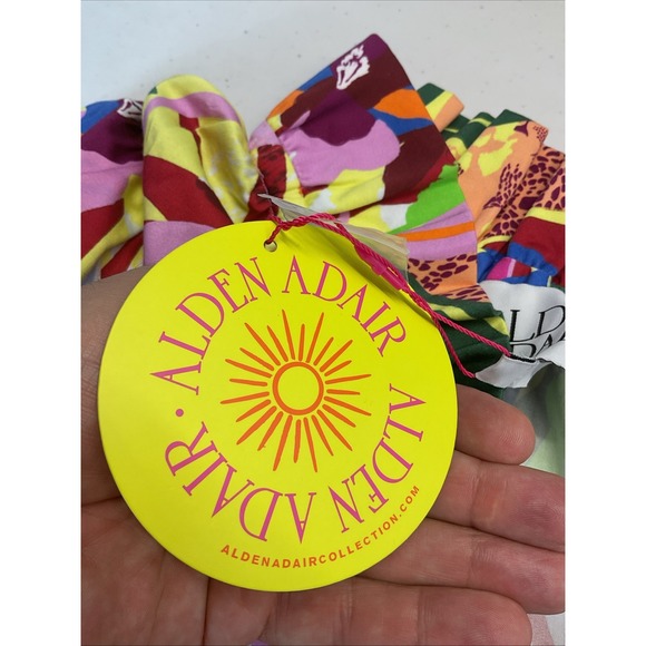 NEW Alden Adair Rainforest colorful festive Puff Sleeve Minidress Size MD tiered - Picture 9 of 14